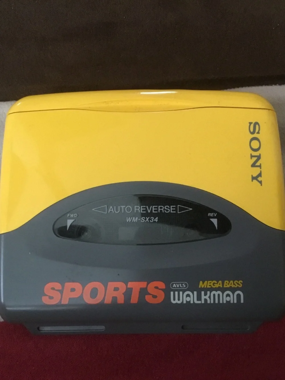 Sony Sports Walkman WM-SX34 Portable Cassette Player Yellow Auto Reverse-WORKING